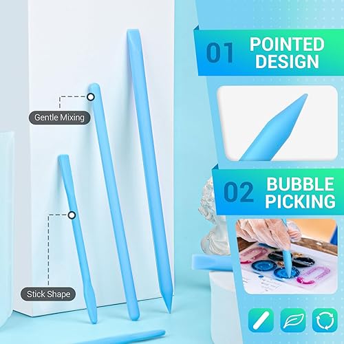 Miniatura 3 de Gartful 6 palitos de silicona reutilizables para mezclar resina epoxi, pintura, hacer vasos con purpurina, artes, manualidades, varillas de