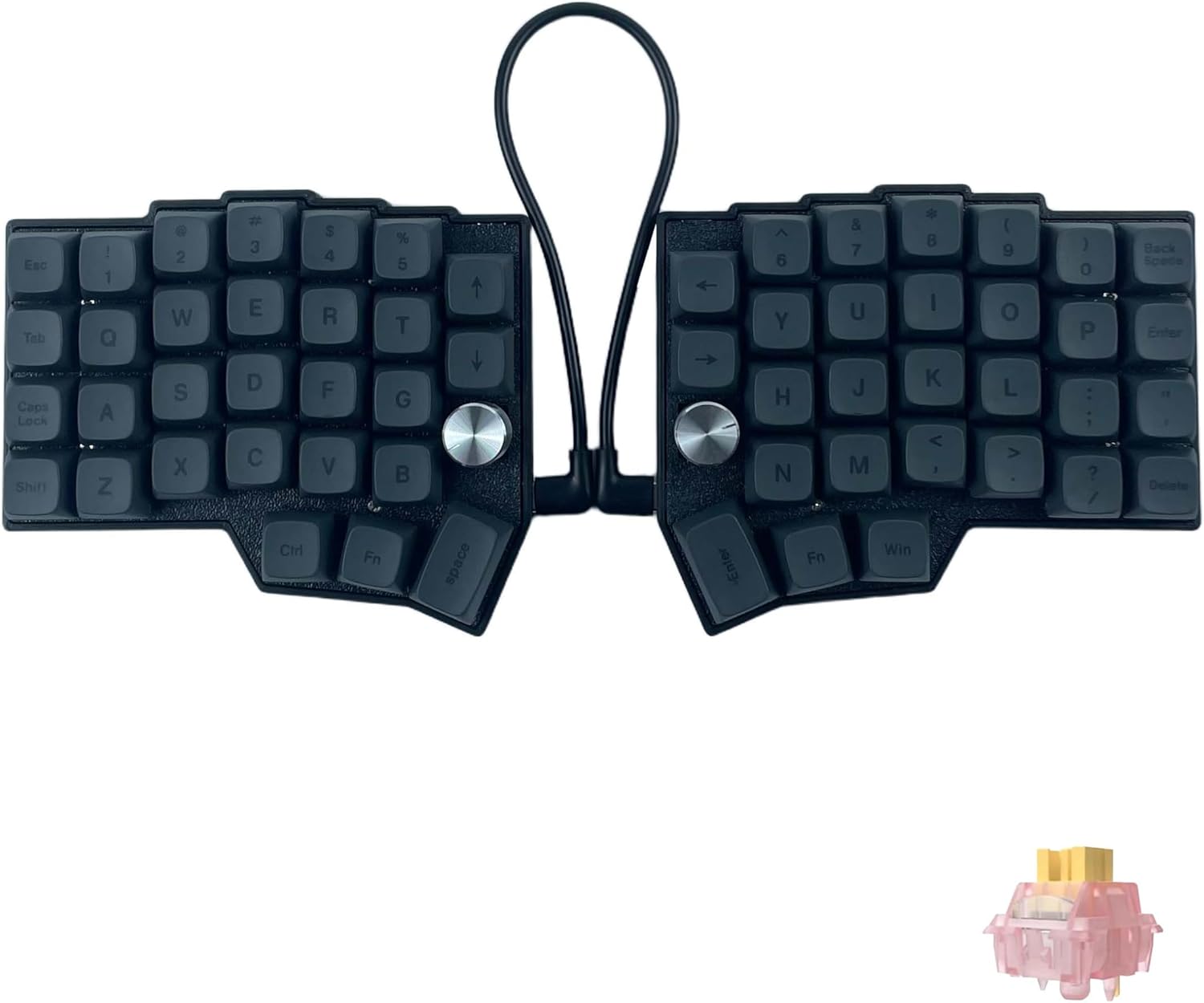 Wired Ergonomic Mechanical Keyboard,4x6 Corne Layout with knobs,60% Orthol inear Layout,Hot-swappable,RGB,Vial remapping Support,pre-lubed Linear switches (Silent Switch)