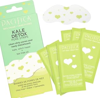Pacifica Kale Detox Nose Strips: Vegan Blackhead Remover, Deep Pore Cleansing, Oil-Free Non-Comedogenic Pore Strips