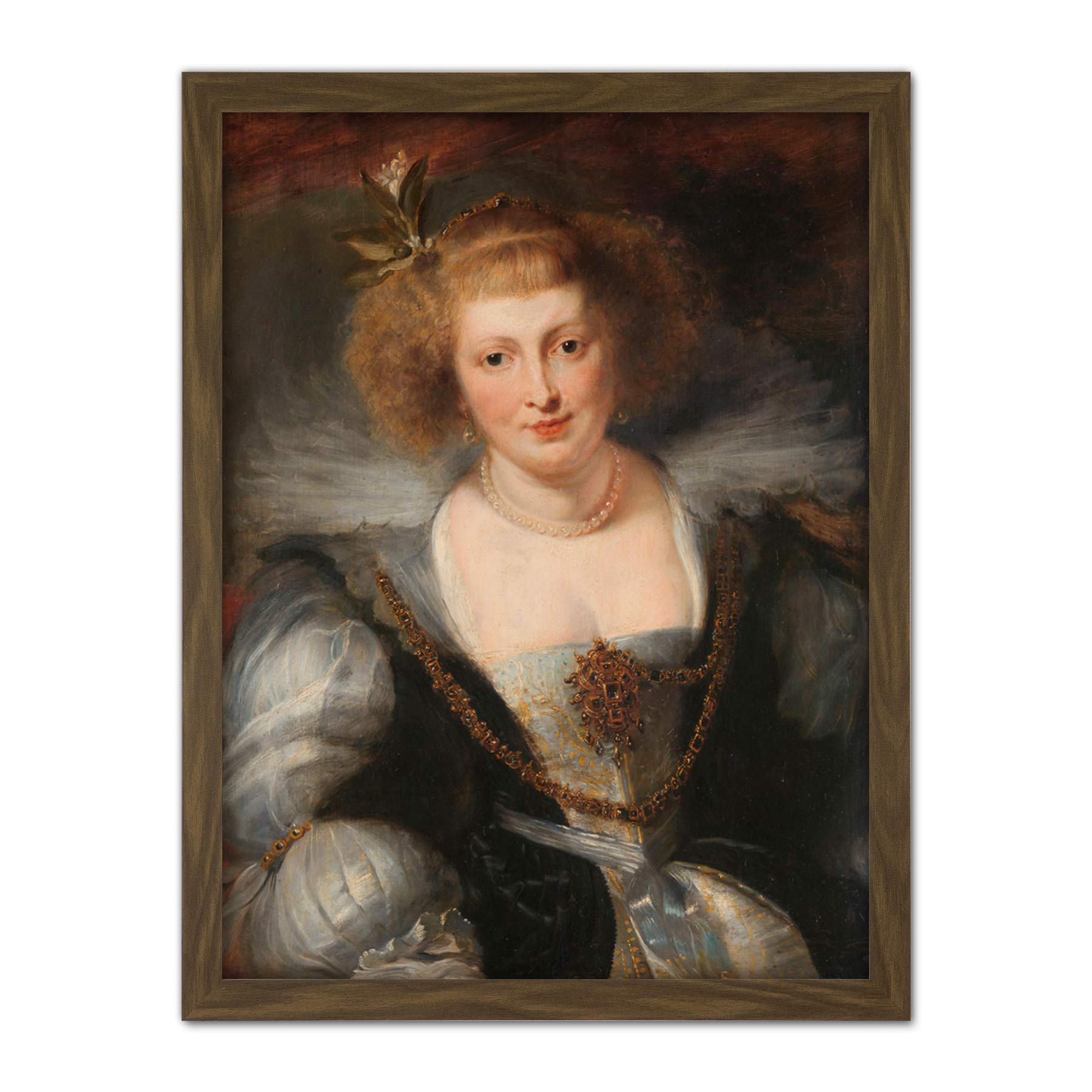 Artery8 Rubens Portrait Helena Fourment Painting Artwork Framed Wall Art Print 18X24 Inch