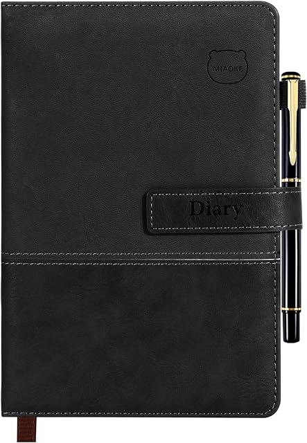 A5 Lined Journal Notebook with Magnetic Closure, 300 Pages Leather Notebook with Luxury Pen, Hardcover Professional Notebook for Office, Travel, Business