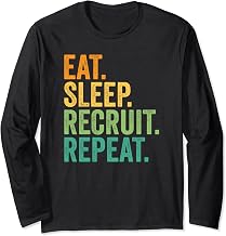 Eat Sleep Recruit Repeat Funny Recruiter Vintage Retro Long Sleeve T-Shirt