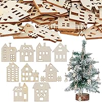 Toyvian 100pcs Unfinished Wooden House Shapes - DIY Craft Cutouts, Smooth Veneers for Kids Crafts & Home Ornaments