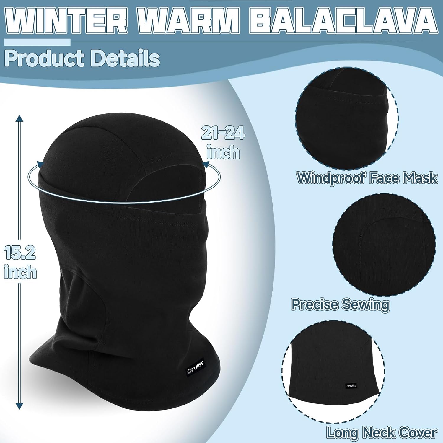 Balaclava Ski Mask for Men Women, Warm Fleece Face Mask Full Cover for Cold Weather Skiing Cycling, Ponytail Friendly - Image 4
