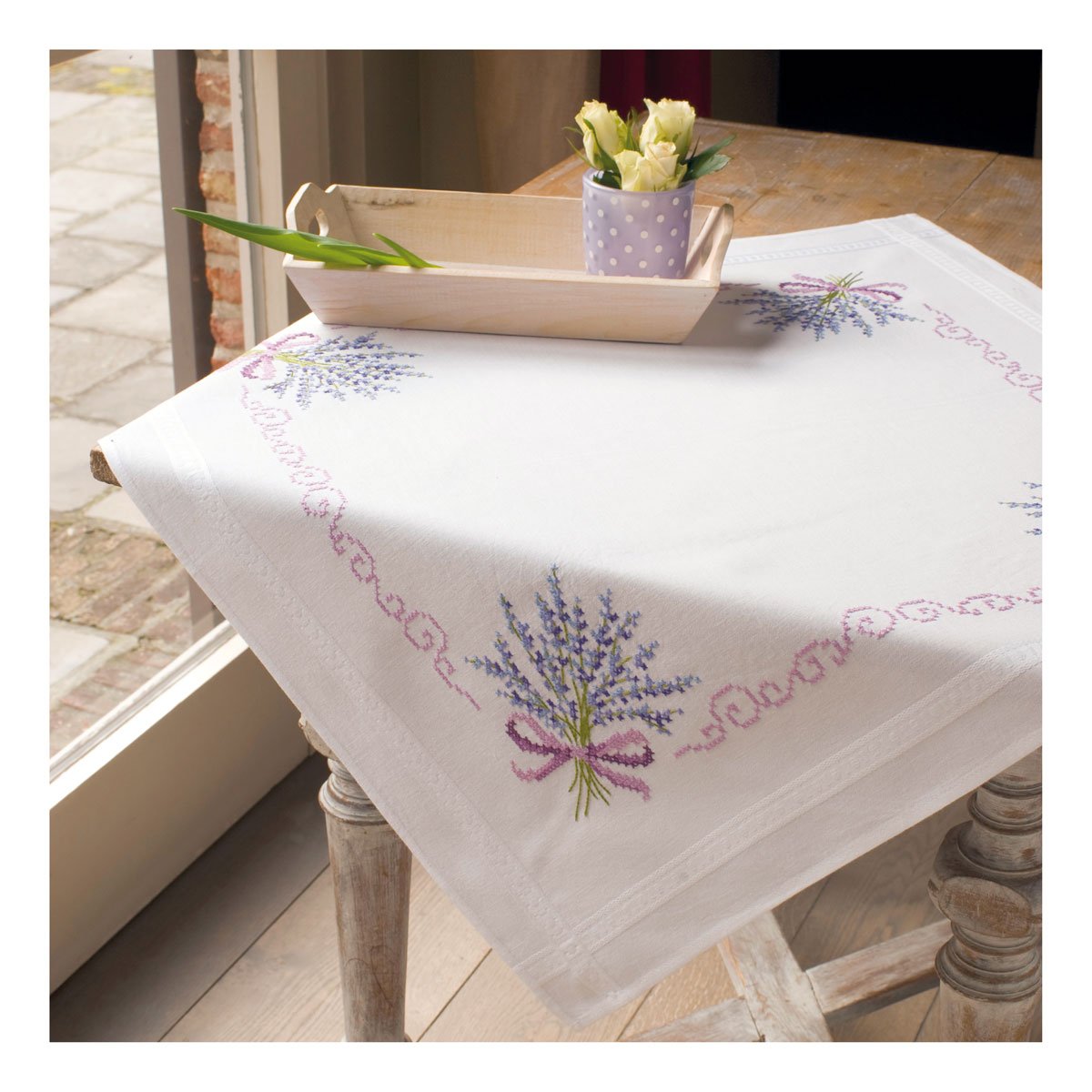 Vervaco Embroidery: Tablecloth: Lavender, 100% Cotton, Multi-Colour, 40 x 6 x 20 cm