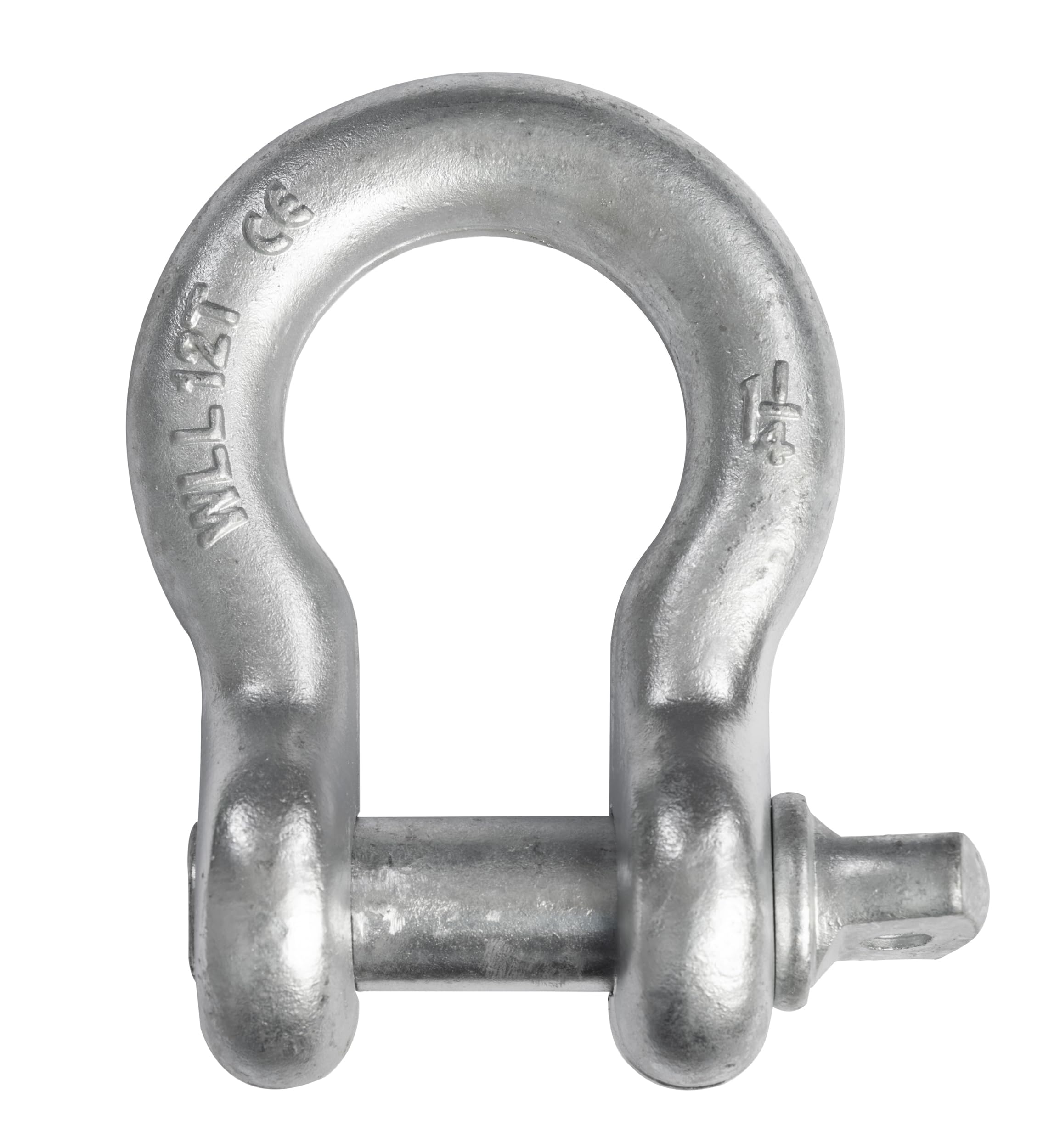 Hi-Gear 1-1/4 D Ring Bow Shackle, 12 Ton (26,400 Lbs) Working Capacity, Truck Bed Accessories, with 1 3/8'' Screw Clevis Pin Galvanized, for Rigging, Towing & Overhead Applications. 1 1/4" Galvanized