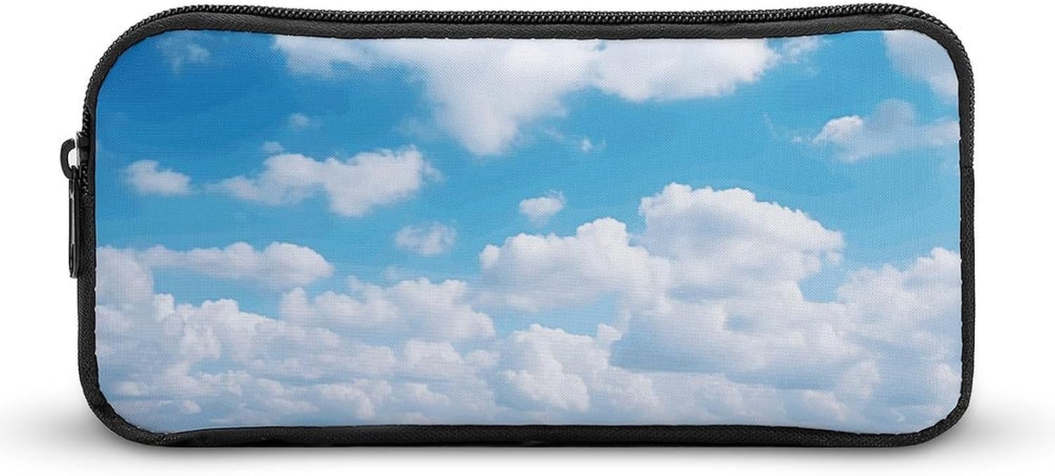 White Clouds Sky Pencil Case Large Capacity Pencil Pouch
