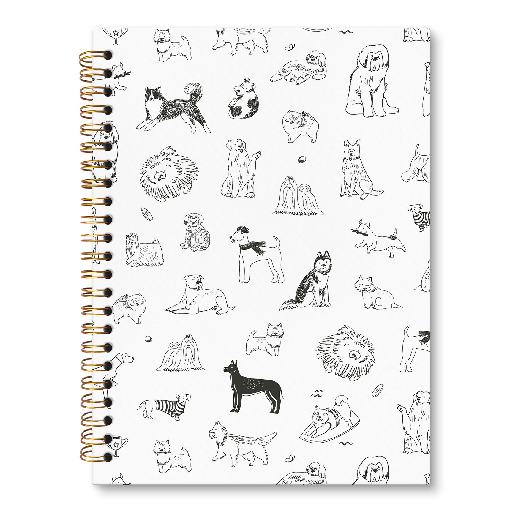 JRTW Black and White Minimalist Dog Notebook Journal, Dog Mom Lovers Owners Gifts for Women Men, Cute Notebooks for Note Taking, Spiral Journal