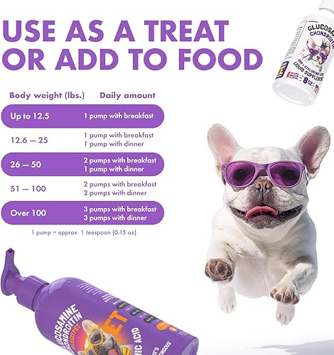 Miniatura 2 de Glucosamina líquida para perros, sabor a tocino, condroitina, MSM y ácido hialurónico, suplemento K9, fórmula de cadera y articulaciones, movilidad