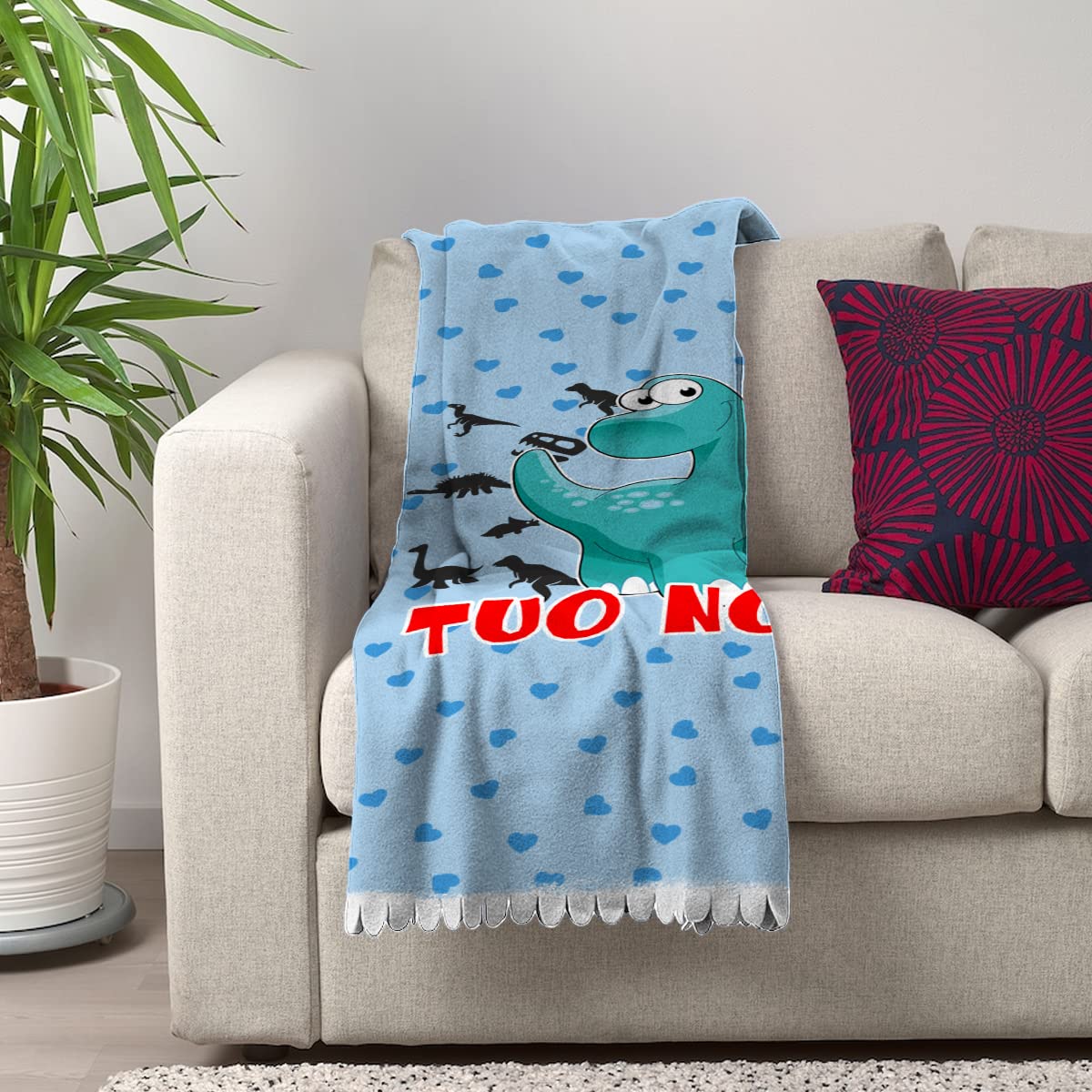 Plaid In Pile Per Bambini Con Stampa Di Dinosauri - Coperta Morbida 150x100 Cm, Personalizzabile, Regalo Originale, Made In Italy