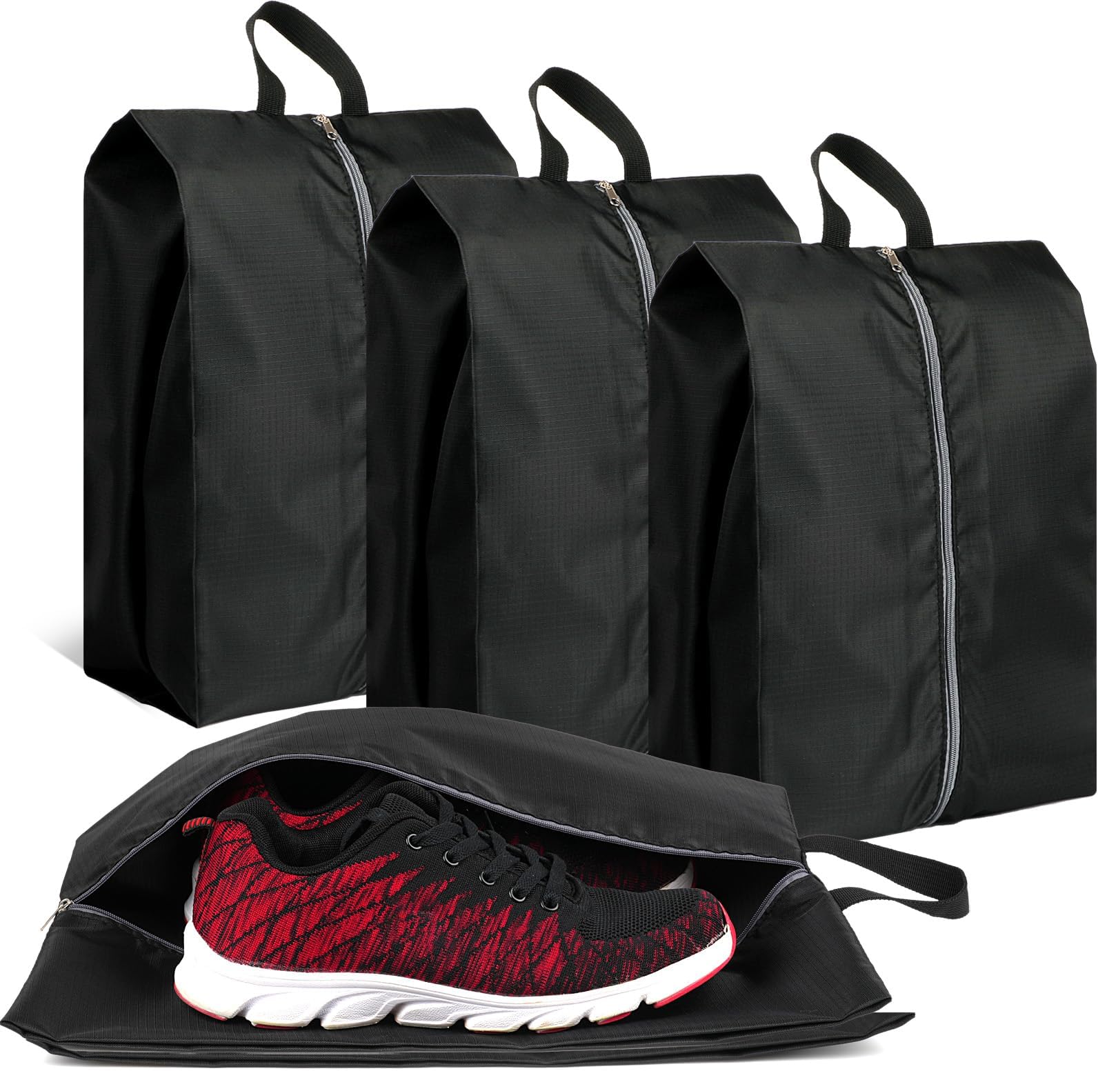 COIDEA Shoe Bags for Travel Set of 4, Waterproof Oxford Travel Shoe Bags for Packing, Travel Essentials, Large Portable Travel Shoe Storage Bag with Zipper for Women and Men