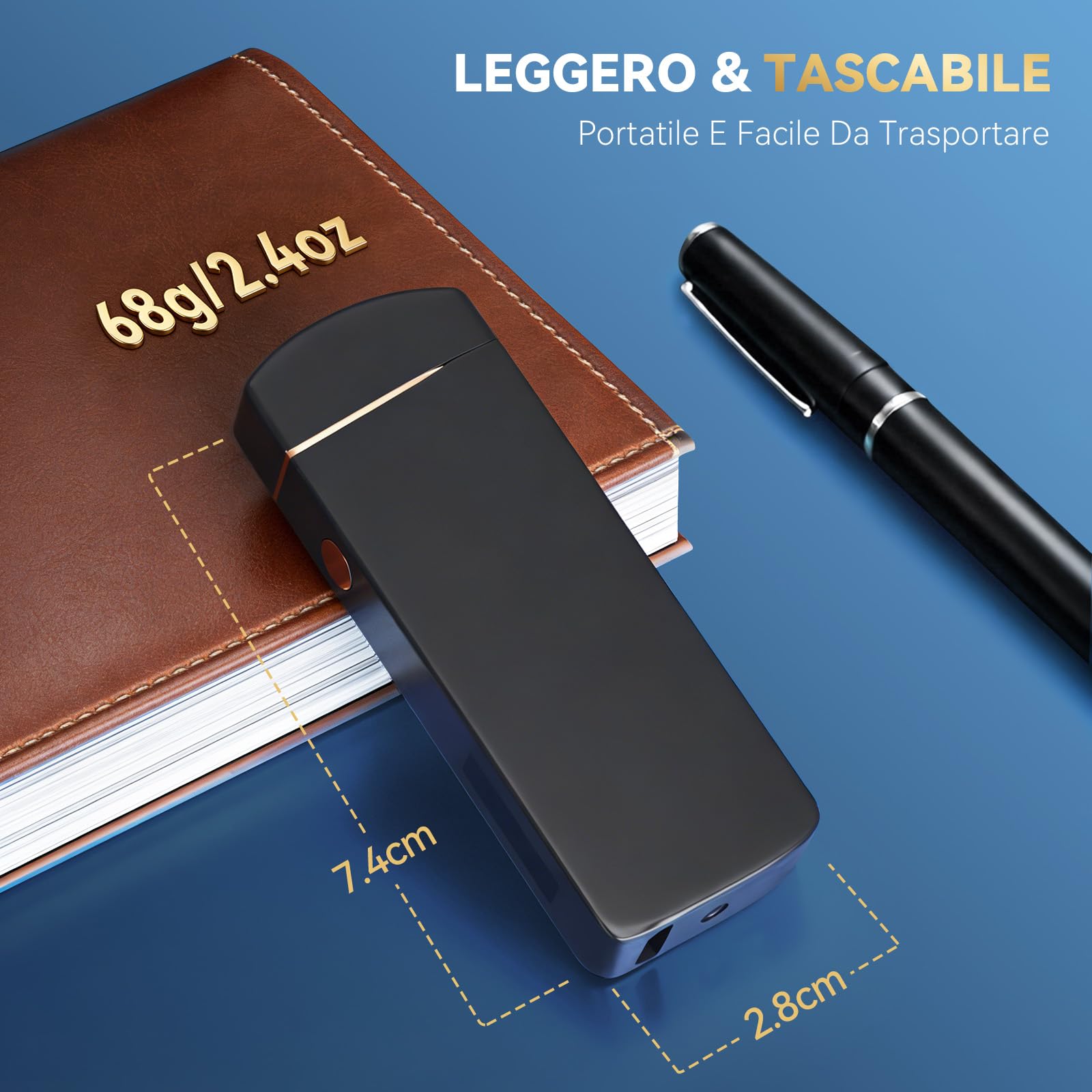 Coquimbo Regalo Uomo, Accendino Elettrico Accendino USB Ricaricabile Antivento Accendino per Candele Cucina Barbecue e Campeggio, Regalo Compleanno/Anniversario per Lui/Lei (Nero)