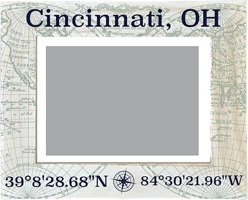 R and R Imports Cincinnati Ohio Souvenir - Marco de fotos de madera con diseño de coordenadas de 4 x 6 pulgadas