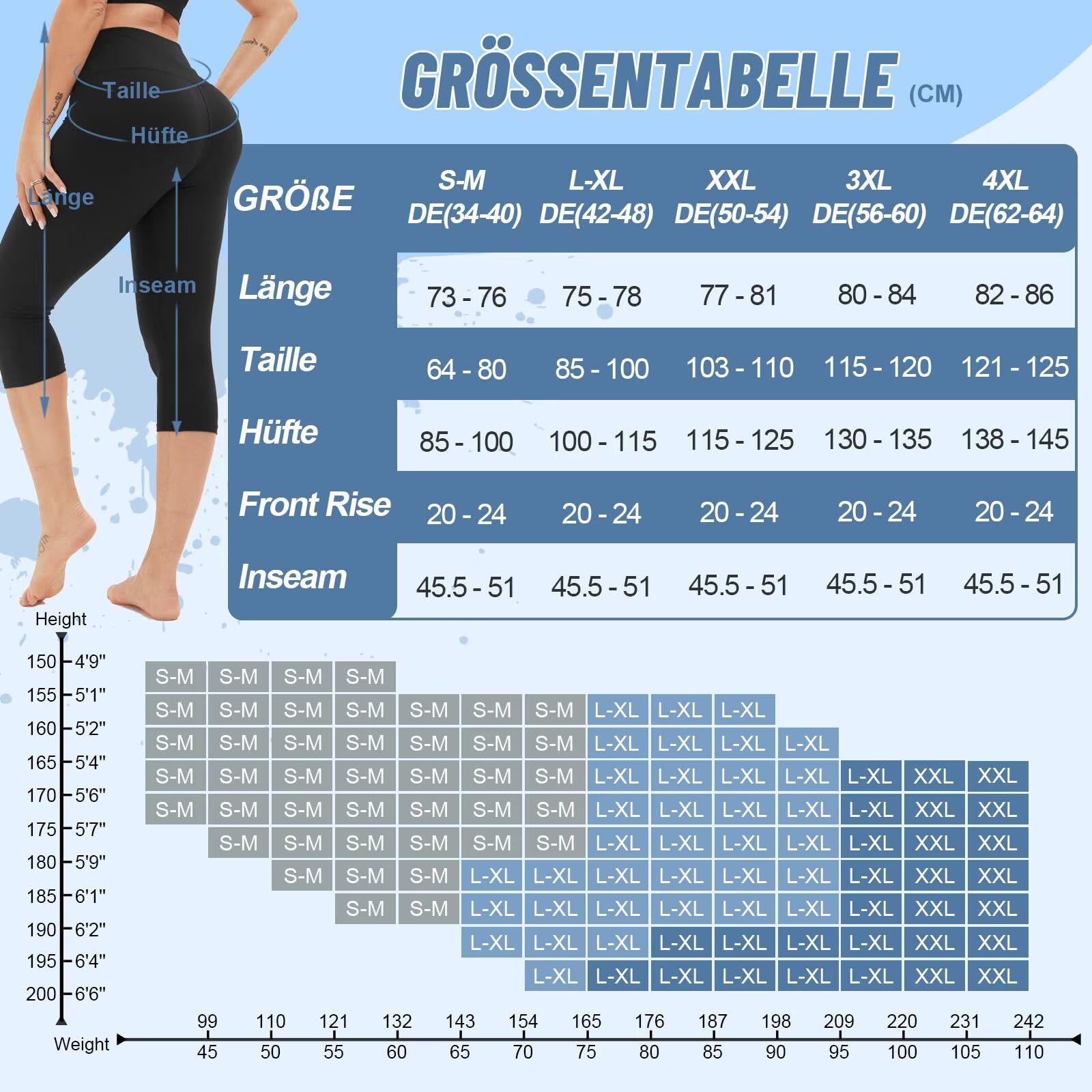 TNNZEET 3er Pack Capri Leggings Damen 3/4 für Sport, 7/8 Leggins High Waist Hose Sporthose für Gym Yoga