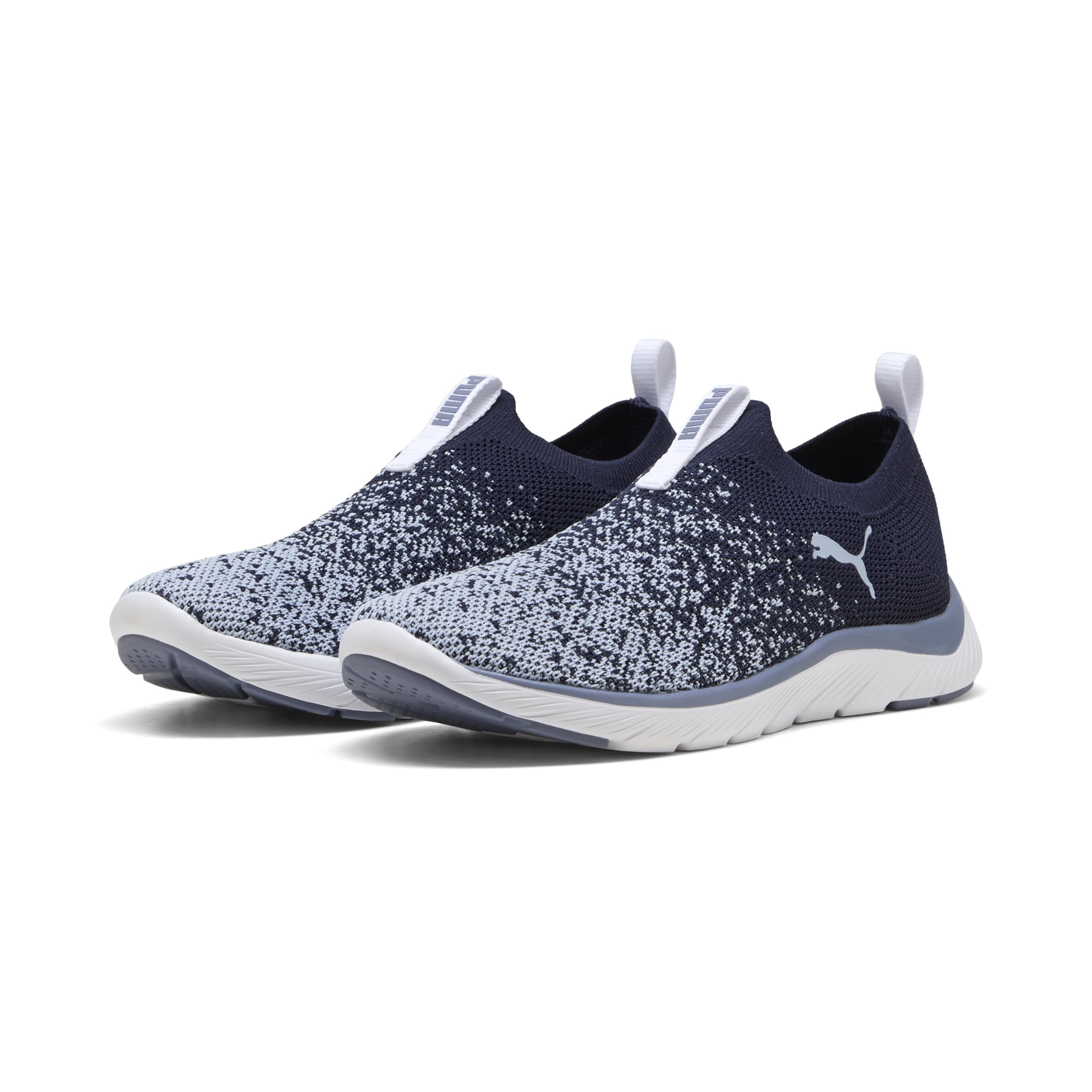 PUMA Damskie buty SOFTRIDE REMI Slip-ON Knit WN's Road Running Shoe, granatowe-Snow Mountain Niebiesko-szare niebo, 44 EU, Puma Granatowy śnieg góra niebieski szary niebo, 40.5 EU