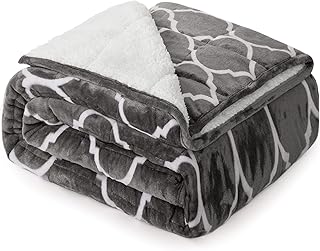 Sted Sherpa Fleece Weighted Blanket 15lbs, Moroccan Pattern Ultra-Soft Warm Sherpa with Premium Ceramic Beads to Relieve S...