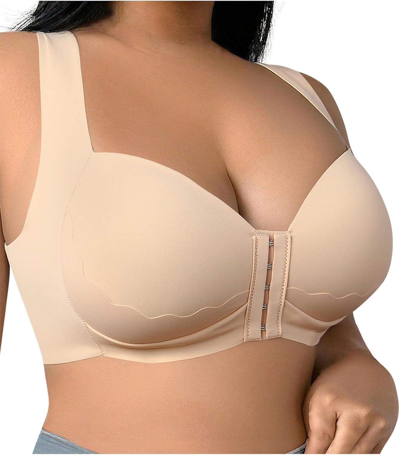 Daisy Bras for Older Women Front Closure, Seamless Wireless Bra Senior No Underwire Breathable Comfortable Bralettes