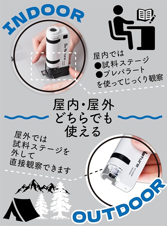 Kenko 712030 Do/Nature STV-240M WSA Portable Microscope, 120-240x, Smartphone Shooting, Preparate/Storage Case Included, For Kids