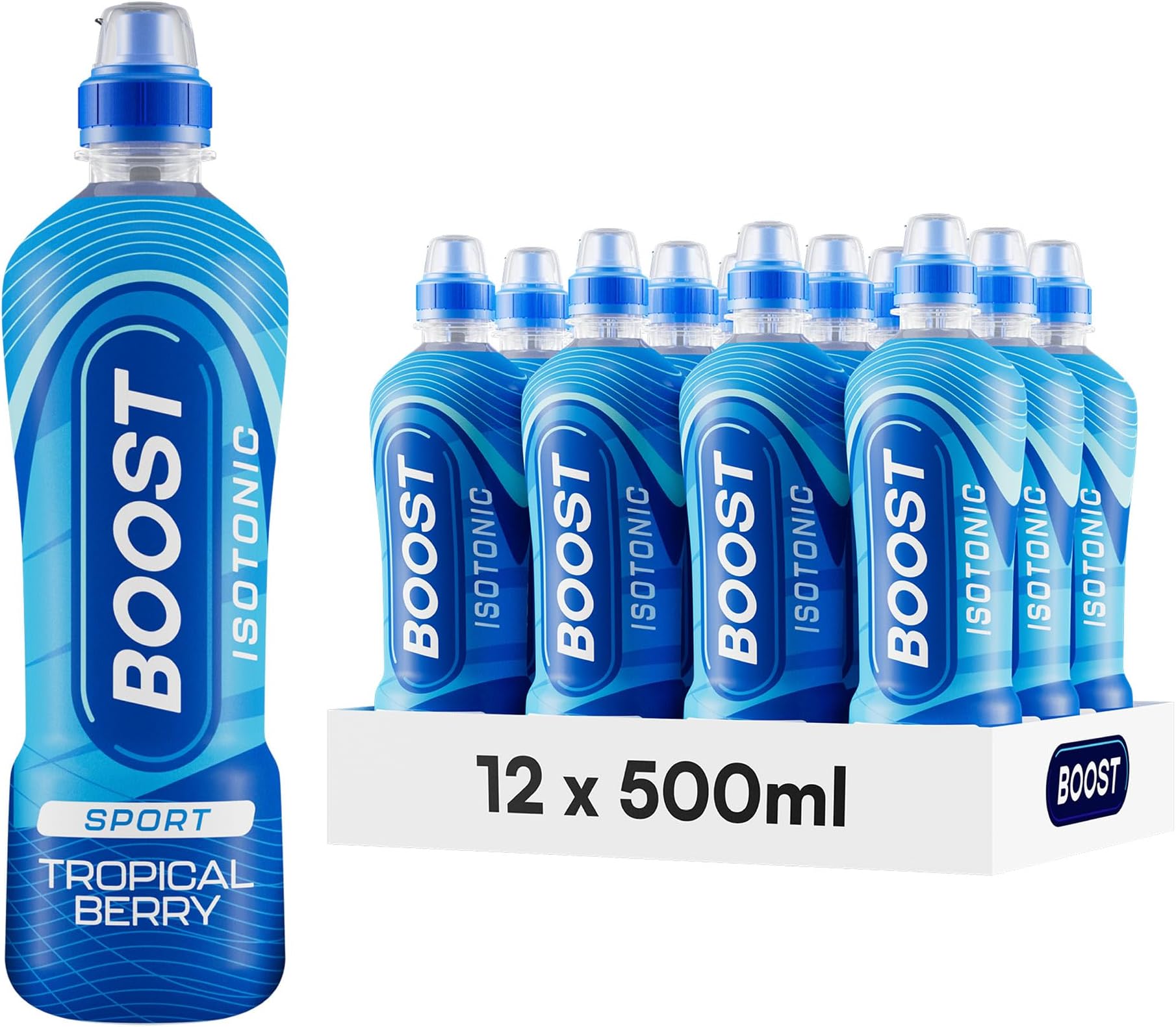 Boost Sports Drinks Tropical Berry | 12 Isotonic Drink with Vitamin B12 and B6 | Electrolyte Drink | Maximum Hydration Drinks | Low Calorie Vegan Adult Soft Drinks Multipacks | 12x500ml