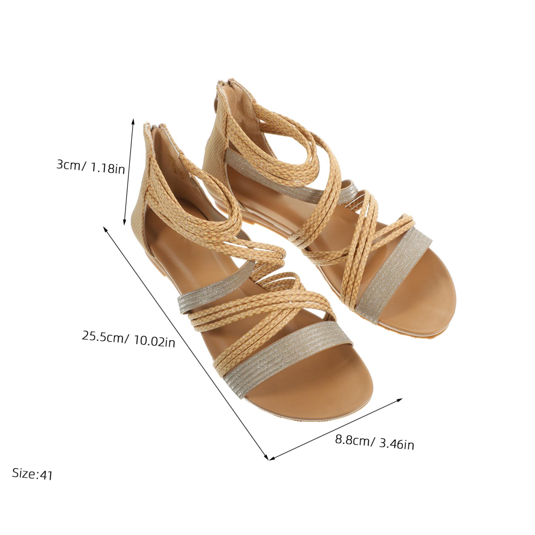 Zapatos Planos con Tiras Sandalias de Mujer con Mujer Sandalias Elegantes Romanas Planas Elegantes Zapatos Romanos de Verano Superior: PU