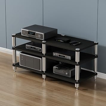 Gaming Shelf,Media Stand,Audio Rack,Portable Media Storage Rack,Audio Rack Tower Perfect,Projector Shelf,Design AV Media Stand,Perfect for Projector, DVD Player,Game Console,Cable Box.Black,120x48x63