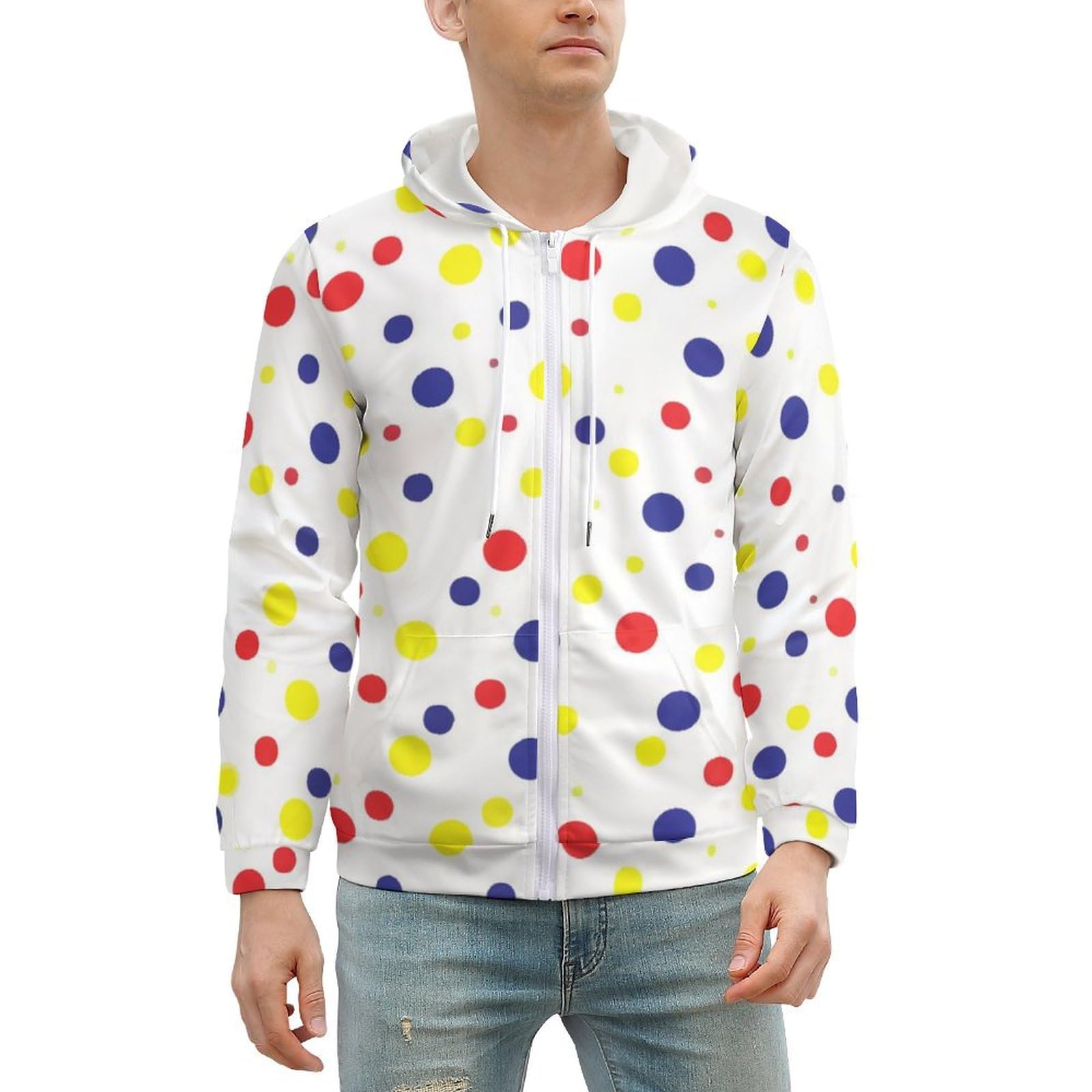 Amazon.co.jp: パーカー カラフル ドット 水玉 メンズ 春 薄手 ジップ
