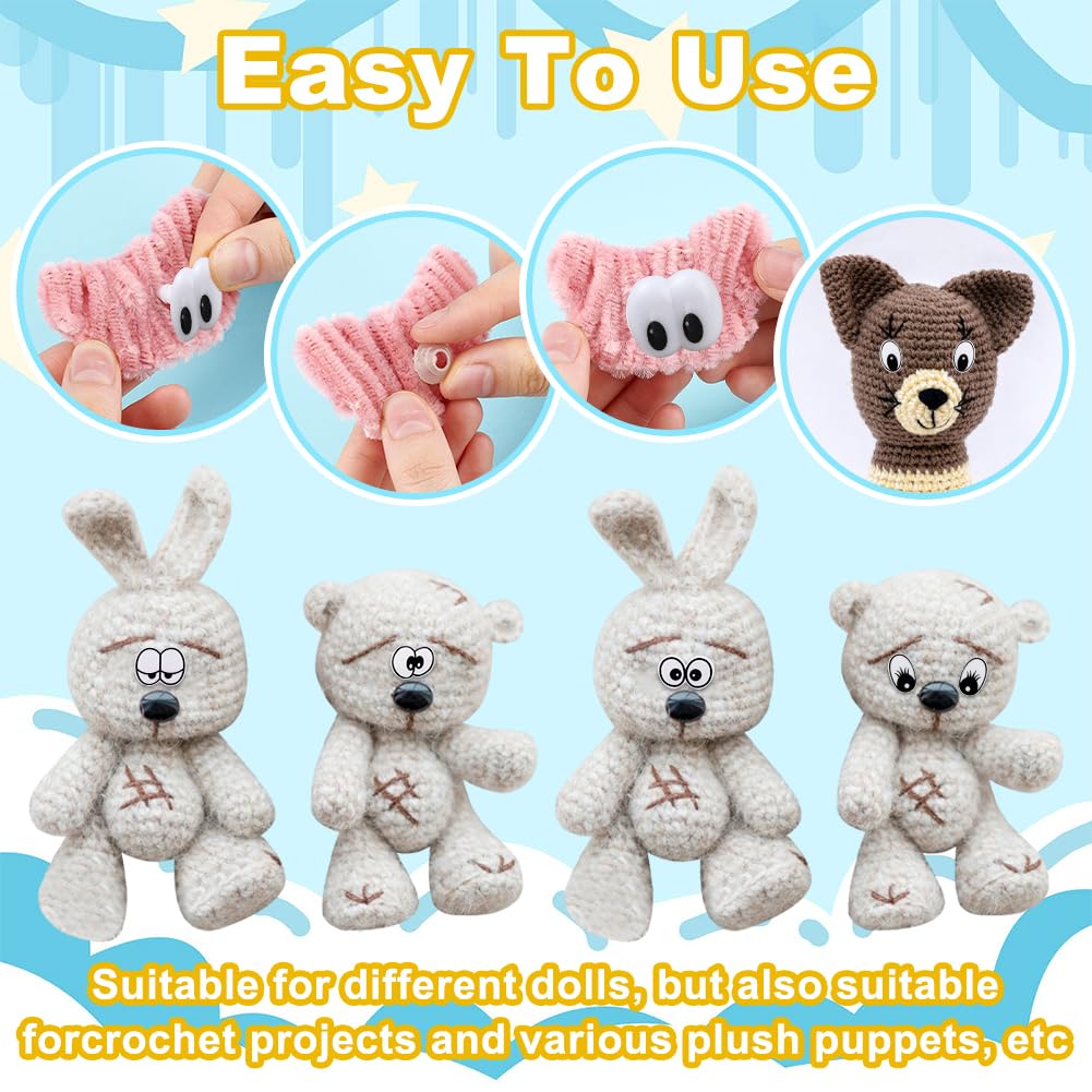 AHADERMAKER - 8 estilos de ojos de seguridad de plástico con espaciador, ojos de muñeca ovalados de colores mixtos para manualidades, costura, marionetas, oso