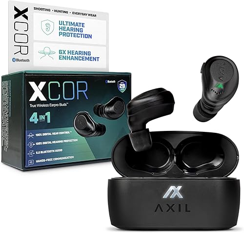AXIL XCOR PRO Auriculares inalámbricos Bluetooth — Auriculares HearPRO con control táctil — Mejora Bluetooth — Protección auditiva — Resistente al