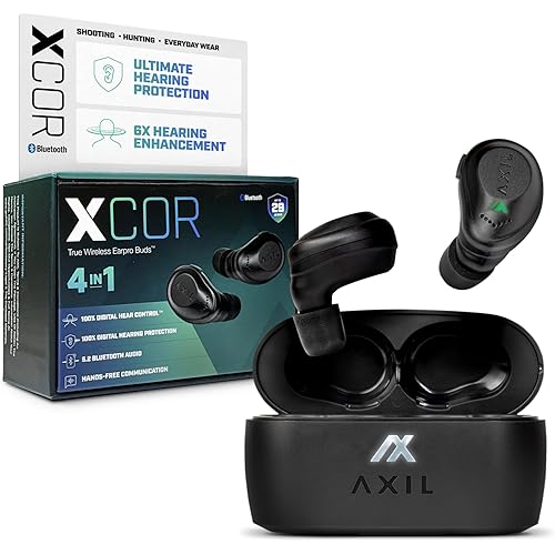 AXIL XCOR PRO Wireless Earbuds Bluetooth — HearPRO Buds with Touch Control — Bluetooth Enhancement — Hearing Protection — Dust & Water Resistant — Wind Resistant True Wireless Earbuds.