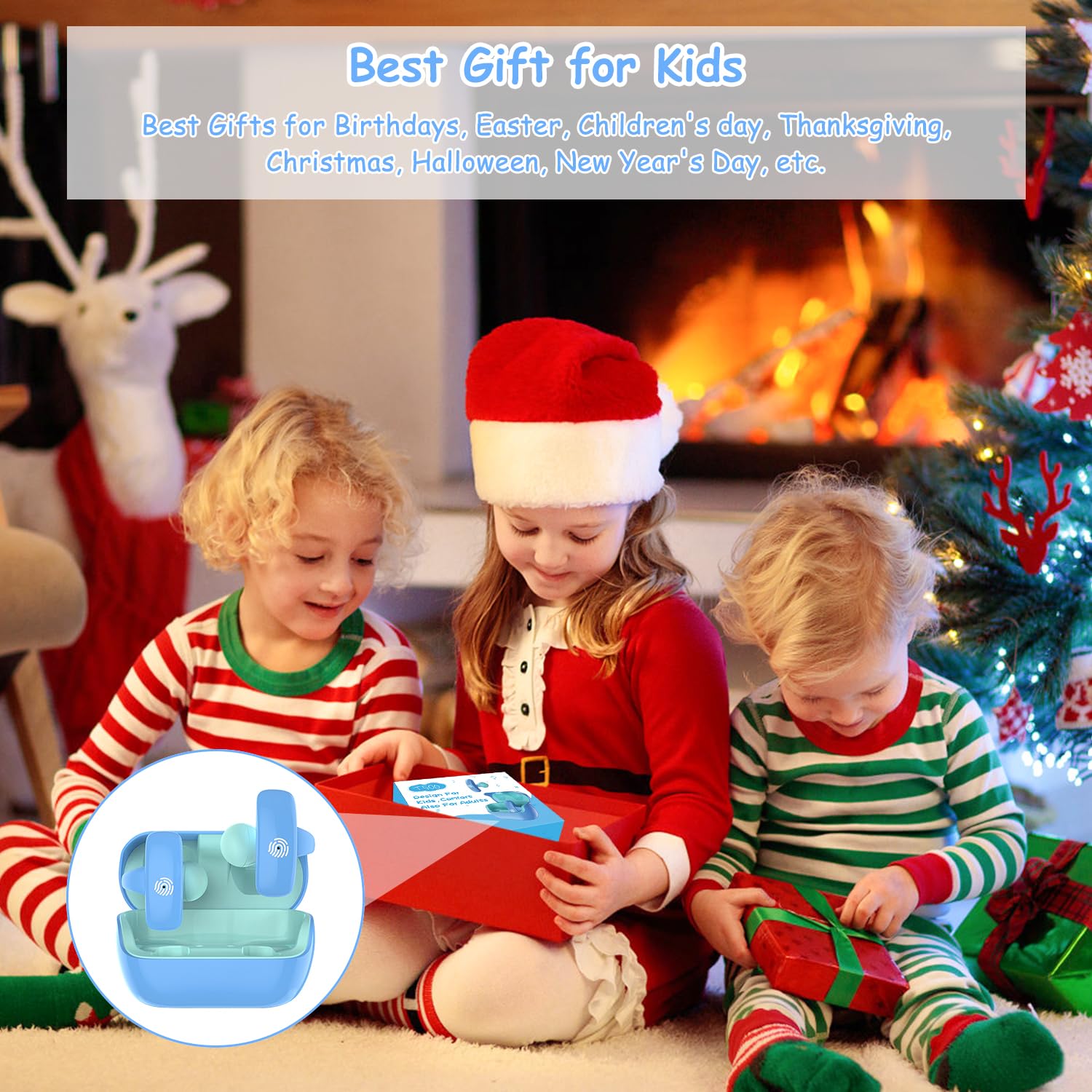 BANIGIPA Auricolari wireless per bambini, Bluetooth 5.4, auricolari aperti, per ragazzi, ragazze, adolescenti, leggeri, comodi, controllo del volume sano da 85 dB, proteggono l'udito, microfono