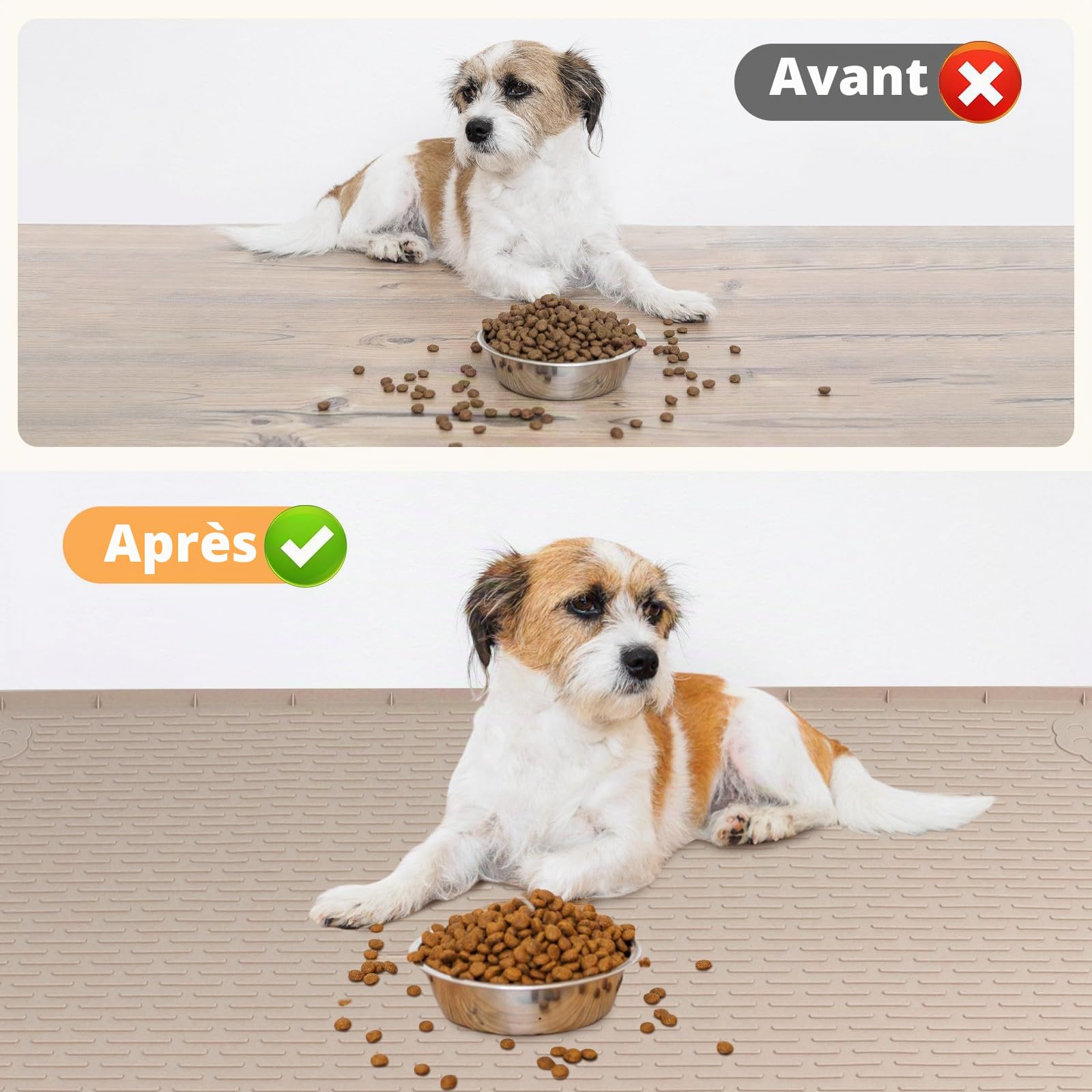 Tapis de Nourriture pour Chien, Extra Large, 101 x 71 cm, Tapis d'alimentation en Silicone pour Animaux de Compagnie de Petite, Moyenne et Grande Taille, antidérapant, Facile à Nettoyer