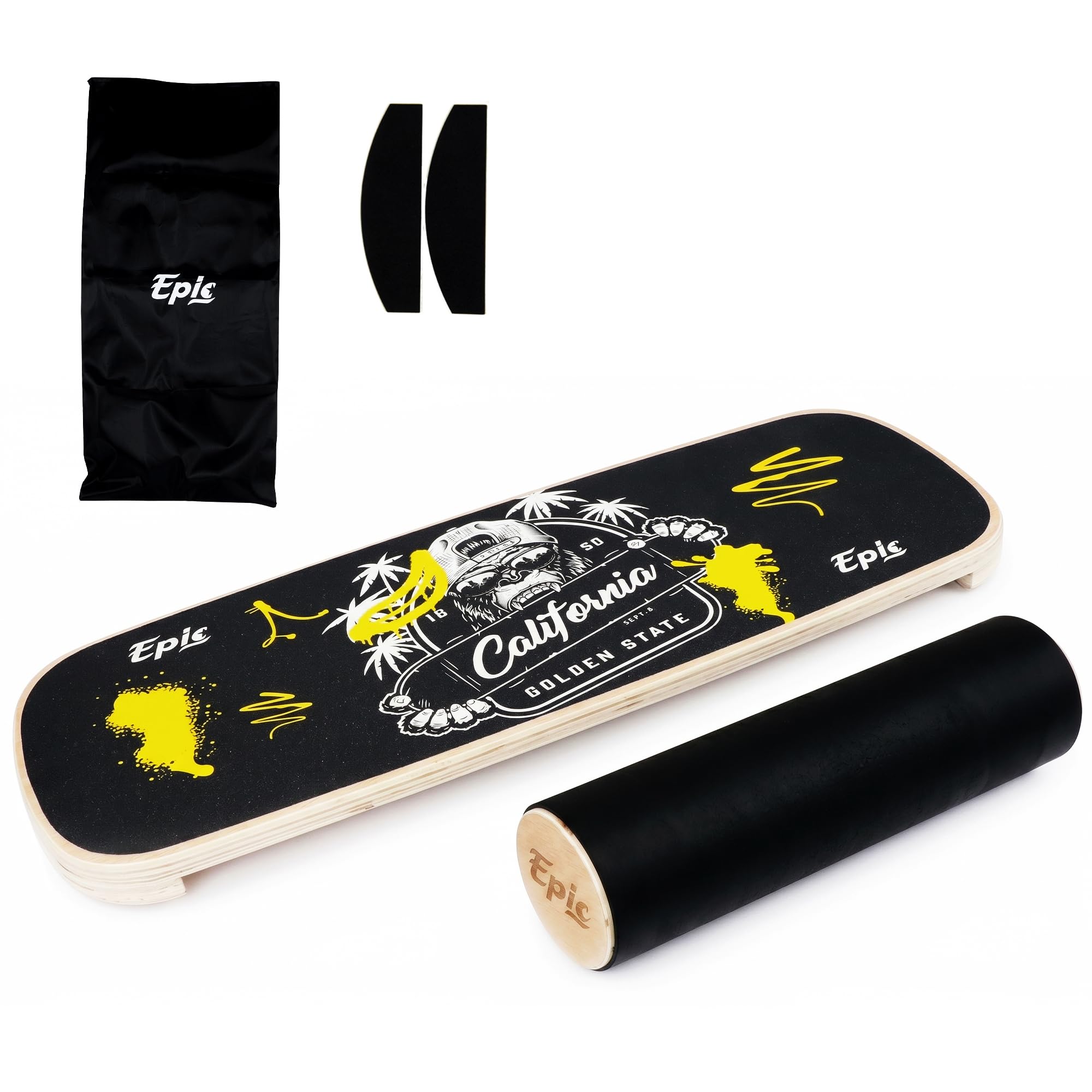 Balance Board with Roller - Wooden Balance Trainer for Fitness, Tennis, Athletics, Surfing and Snowboarding, Ideal for Everyone Ages 9 and Up, Supports up to 150 kg