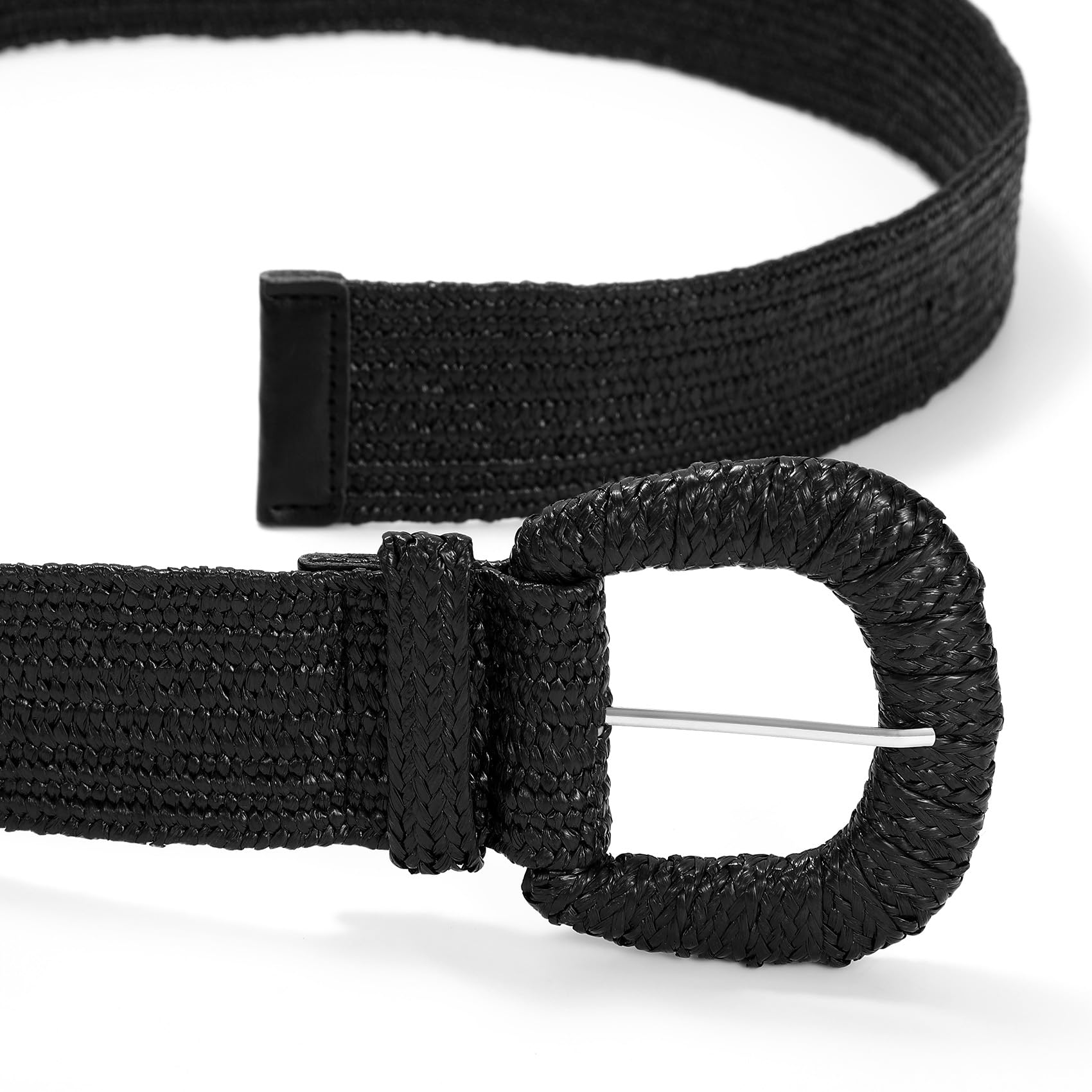 VONMELLI Cinturón elástico de paja trenzada para mujer correas elásticas para vestido de moda cinturón de cintura Boho Correas de mujer de rafia de ratán