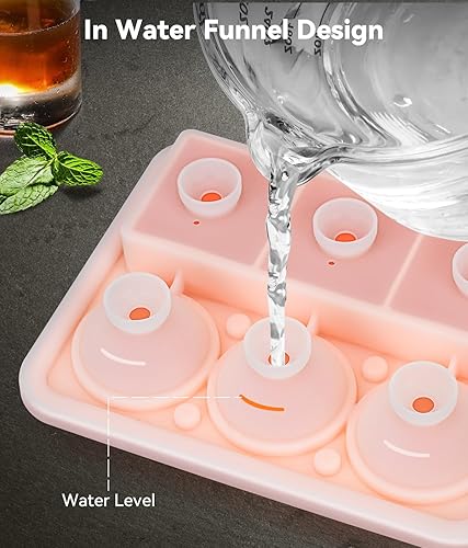 Miniatura 4 de Bandeja para cubitos de hielo con tapa, moldes de hielo de silicona con redondo, cuadrado, diamante, rosa, molde grande para cubitos de hielo para