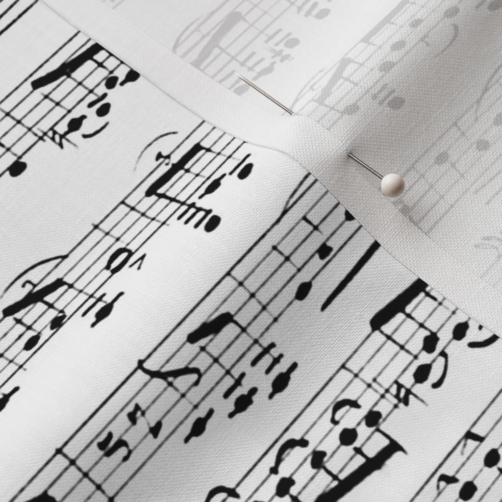 Spoonflower Fabric - Black White Music Notes Musician Piano Musical Printed on Petal Signature Cotton Fabric by The Yard - Sewing Quilting Apparel Crafts Decor