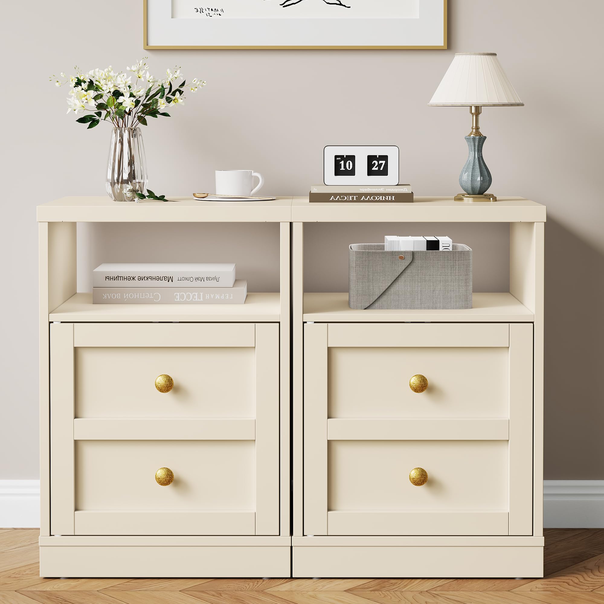 ◇短期使用美品　songdream取扱｜ローチェスト　2段｜ナイトスタンド Amazon.com: RoyalCraft Beige Nightstand Set of 2, Small End Table