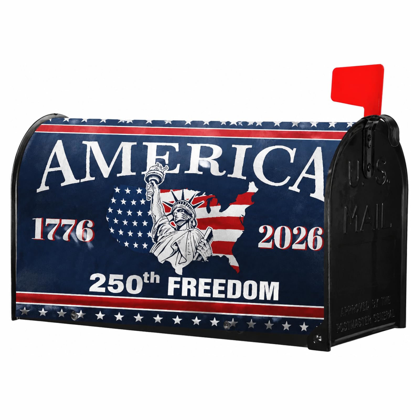 Mailbox Cover, America 250th Anniversary Patriotic Magnetic Wrap for Standard Mailboxes, Outdoor Decor, 18.1″ x 20.9″ (B)