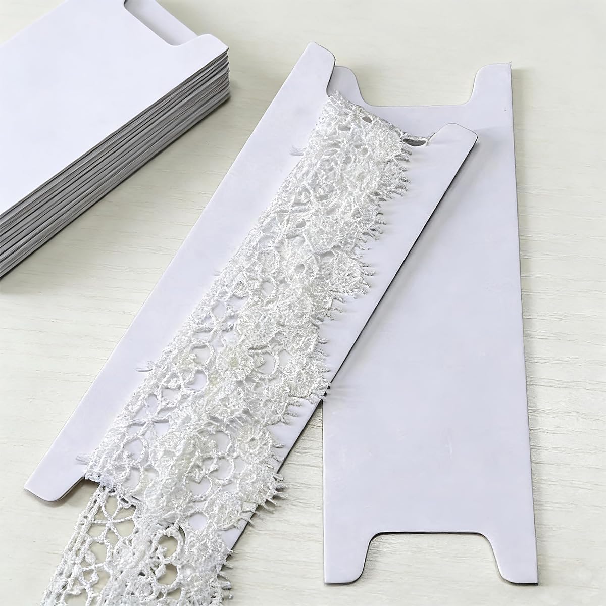 15PCS Ribbon Organizer Cardboard, White Storage Winding Cards for Ribbon Lace Fabric Trim and Embroidery Thread (8.5×5.28")