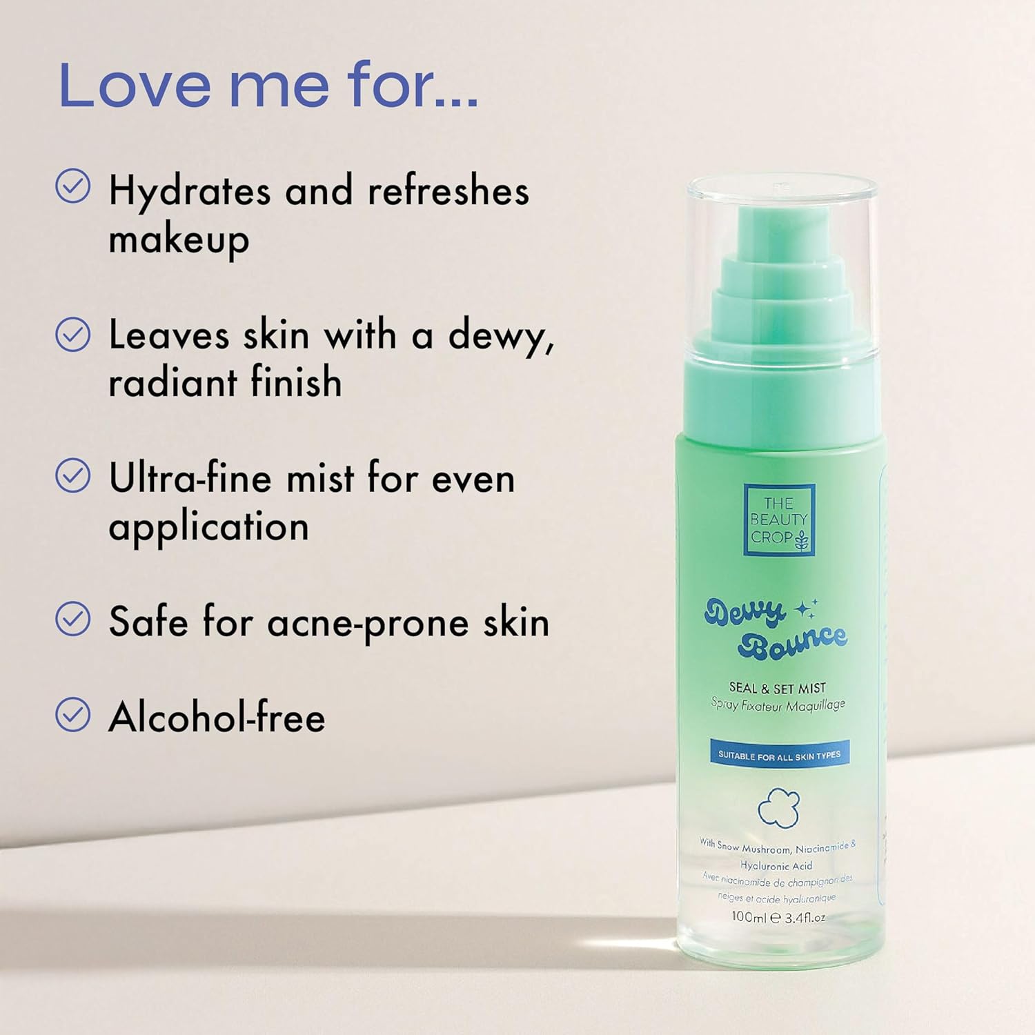 The Beauty Crop Dewy Bounce Seal & Set Mist - Hydrating Setting Spray for Radiant Glow - 100 ml - Image 2