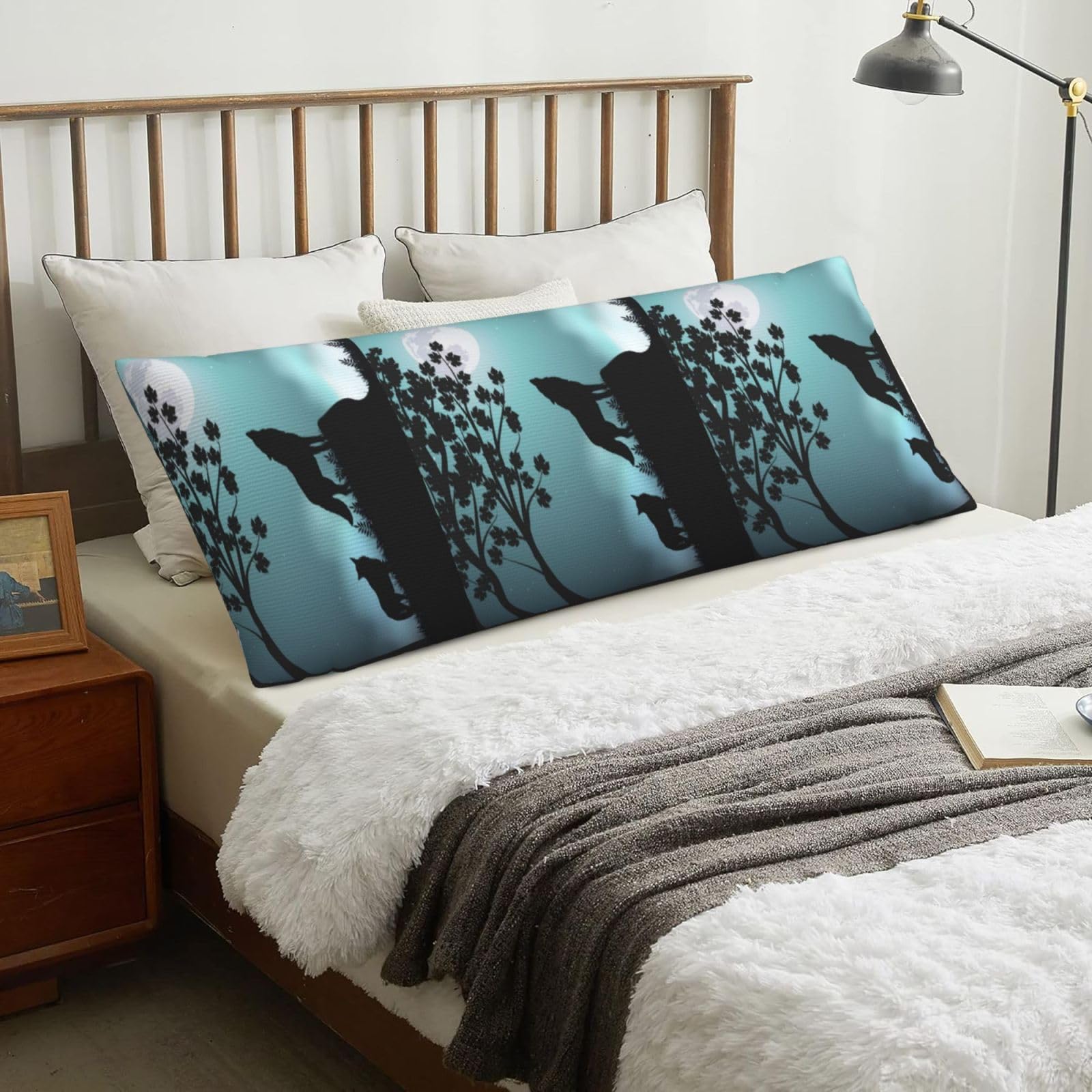 Wolf, Body Pillow Cover with Zipper,Long Body Pillowcase 20 x 60 in