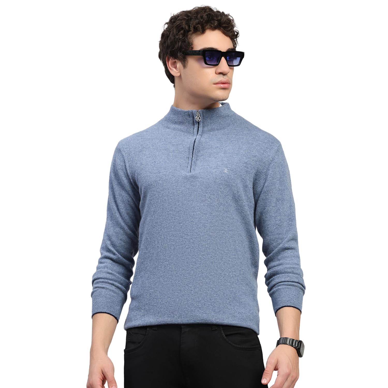 Mens Regular Fit Solid Collar Neck Zipper Full Sleeves Winter Pullover| Warm Woolen Sweater for Men |Soft Comfortable Knitted Winter Wear for Men (Pack of 1)