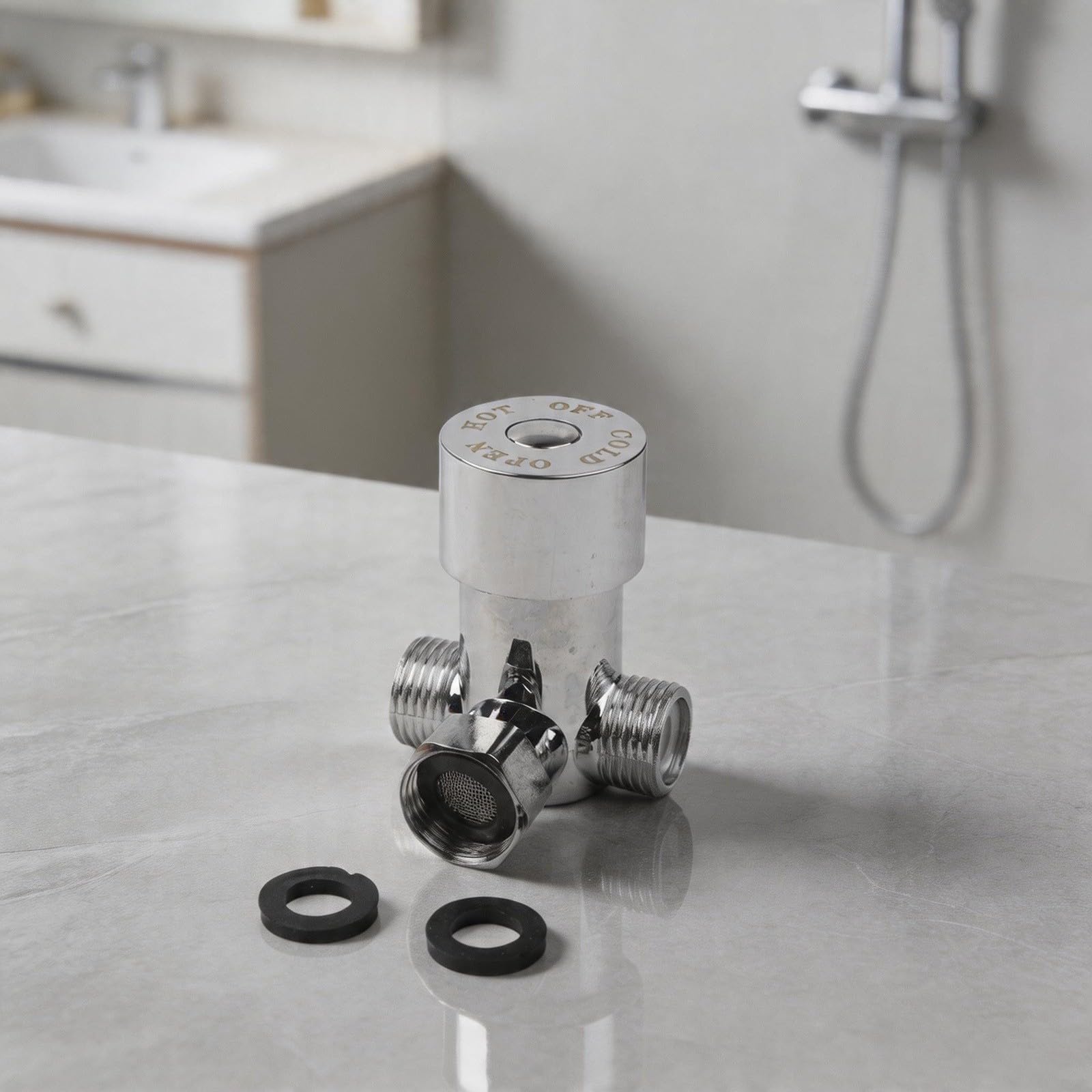 Mitigeur thermostatique pour eau chaude et froide - Contrôle de la température - En alliage de zinc - Robinet de douche pour salle de bain - Anti-brûlure - Finition argentée