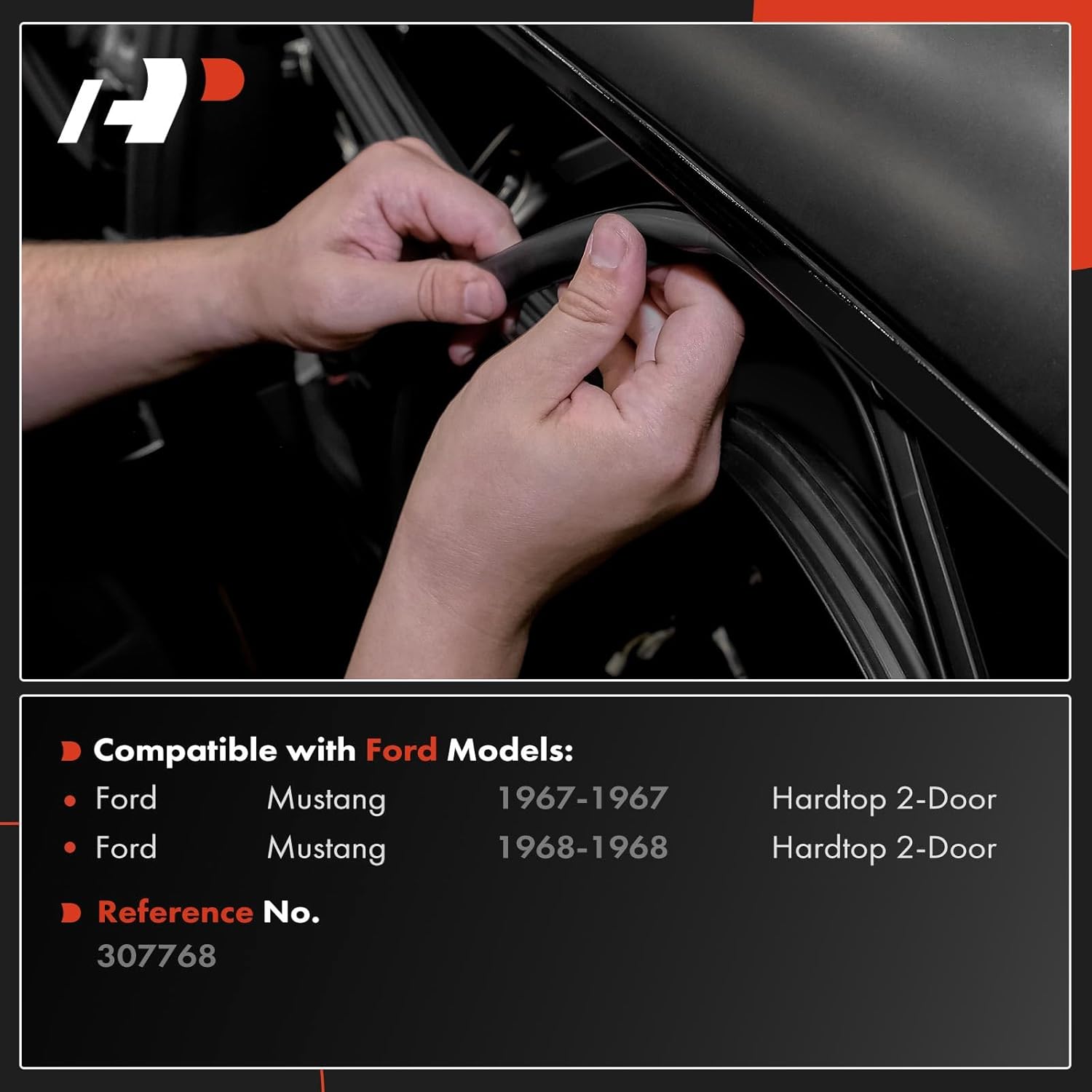 A-Premium 14PCS Door Seal Strip & Window Molding Trim Weather Stripping Kit Compatible with Ford Mustang 1967 1968, Hardtop 2-Door