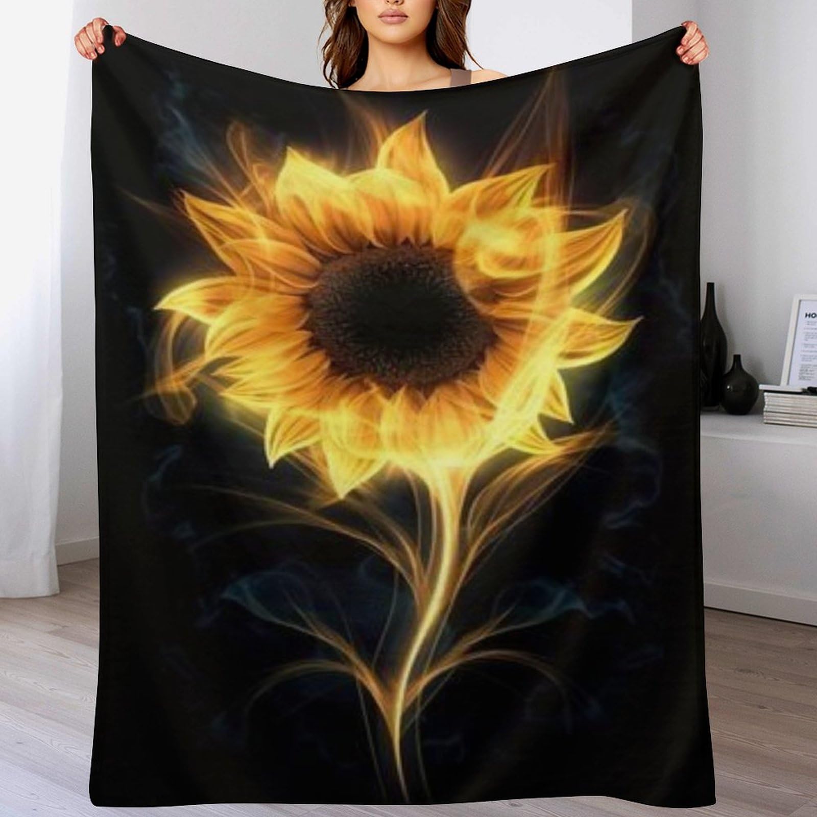 Couverture polaire tournesol 180x200 pour canapé lit en flanelle douce