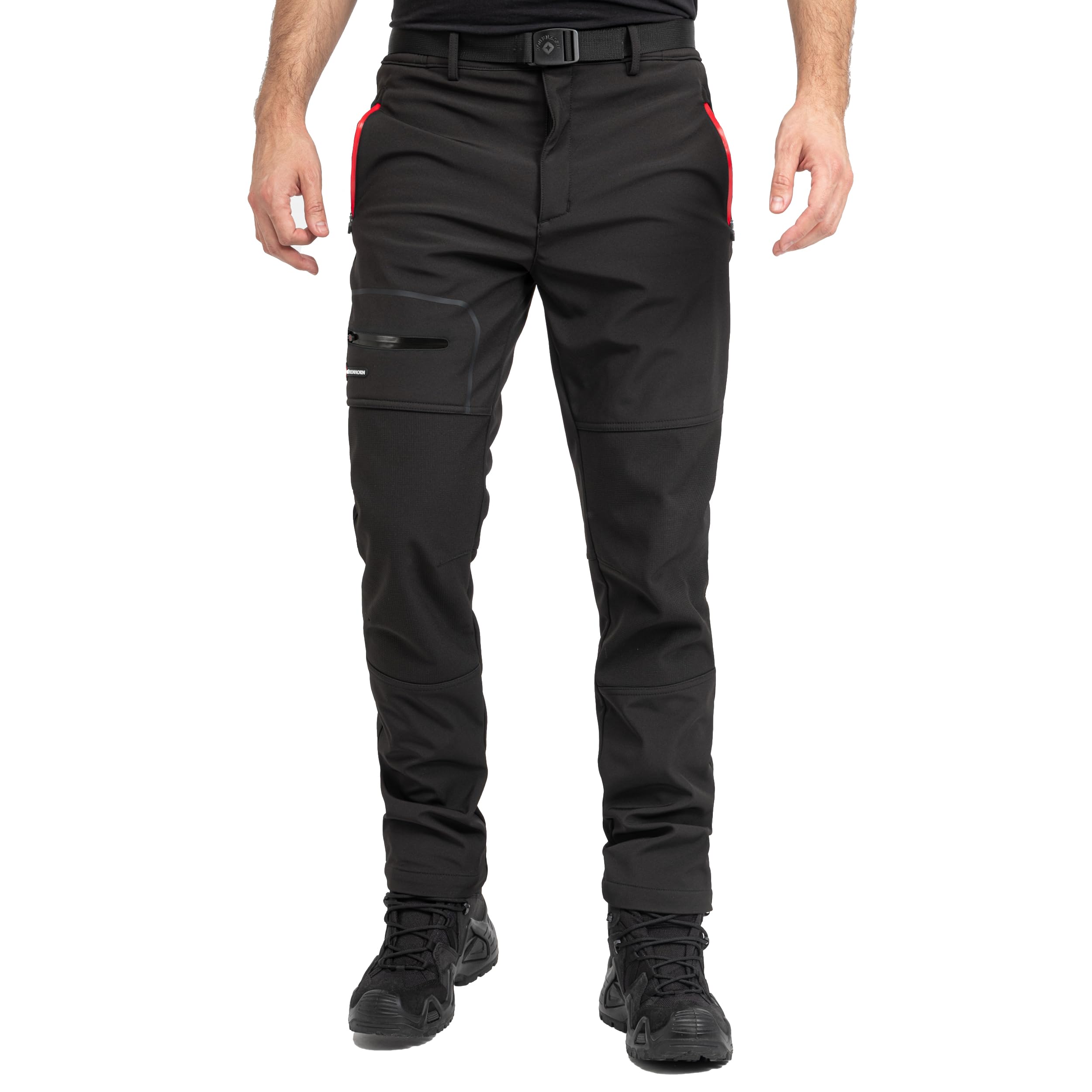 Höhenhorn Trekmaster Men's Hiking Trousers, Softshell Outdoor Trousers, Lined Snowboard Trousers, black, L