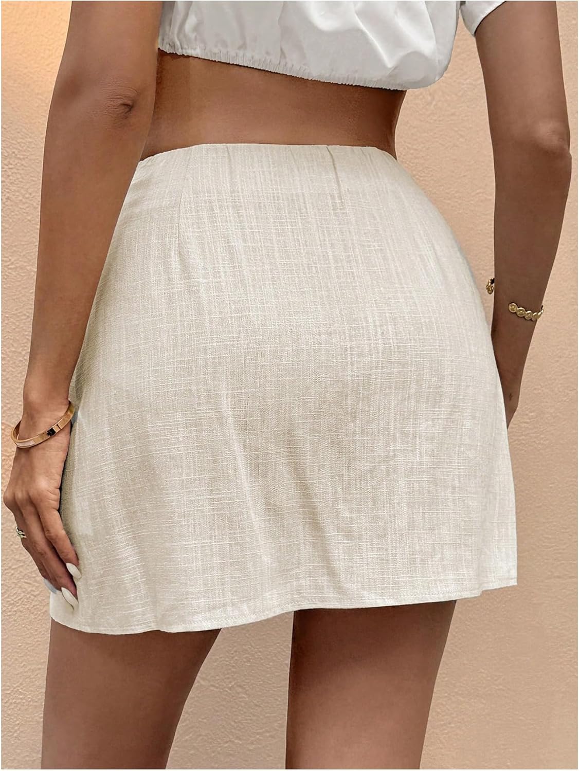 Chic Summer Vibes: High-Waisted Tie Front Linen Mini Skirt
