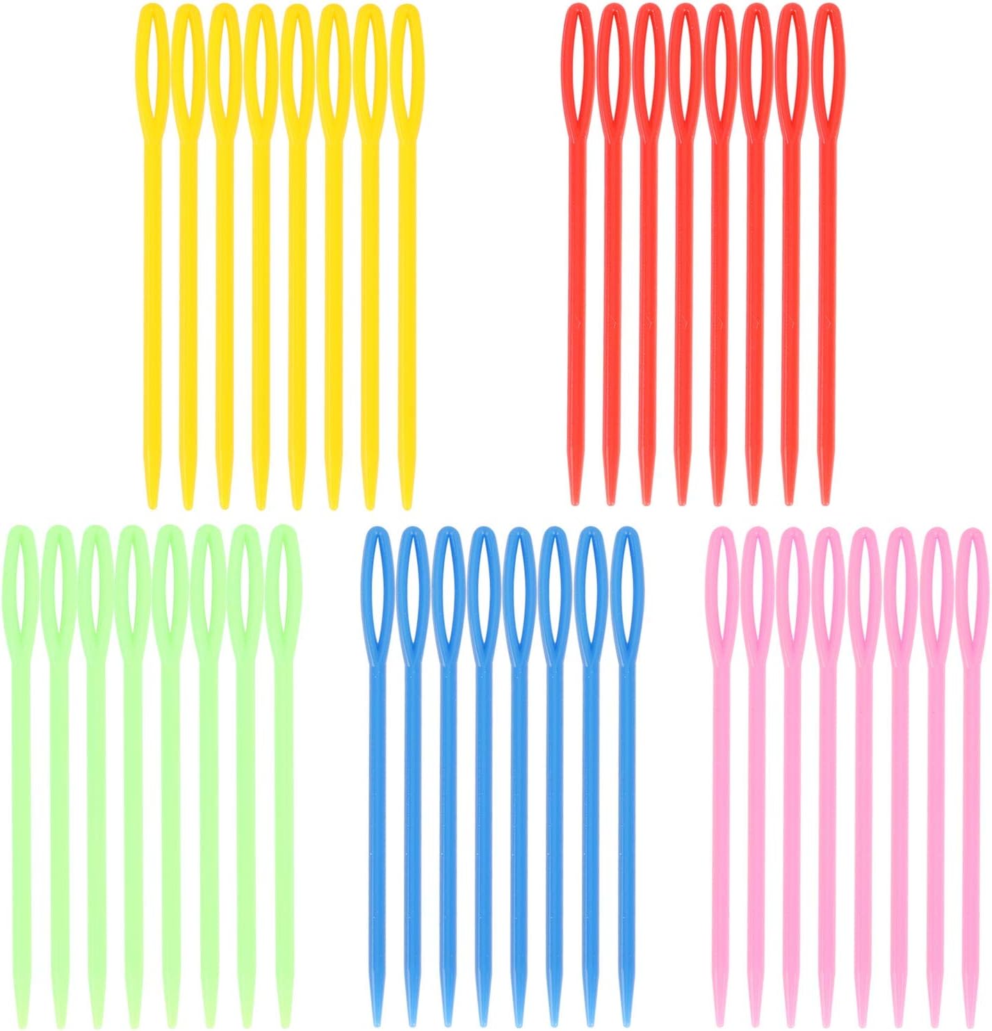 300 Pieces Plastic Sewing Needles with Big Eye Safety Plastic Lacing Needles 3.54 Inch Craft Learning Needles for Kids Crochet Darning Sewing Handmade Crafts(Random Color)