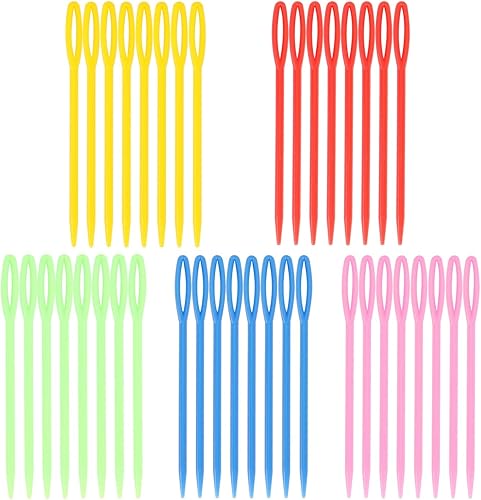 300 agujas de costura de plástico con agujas de plástico de seguridad para ojos grandes, agujas de cordón de plástico para manualidades, agujas de