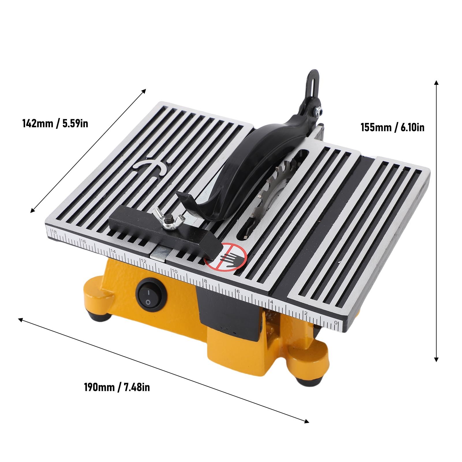 SIXRUN Mini Sierra de Mesa Compacta, Cortadora Eléctrica Portátil para Carpintería DIY, Aleación de Aluminio para Aficionados