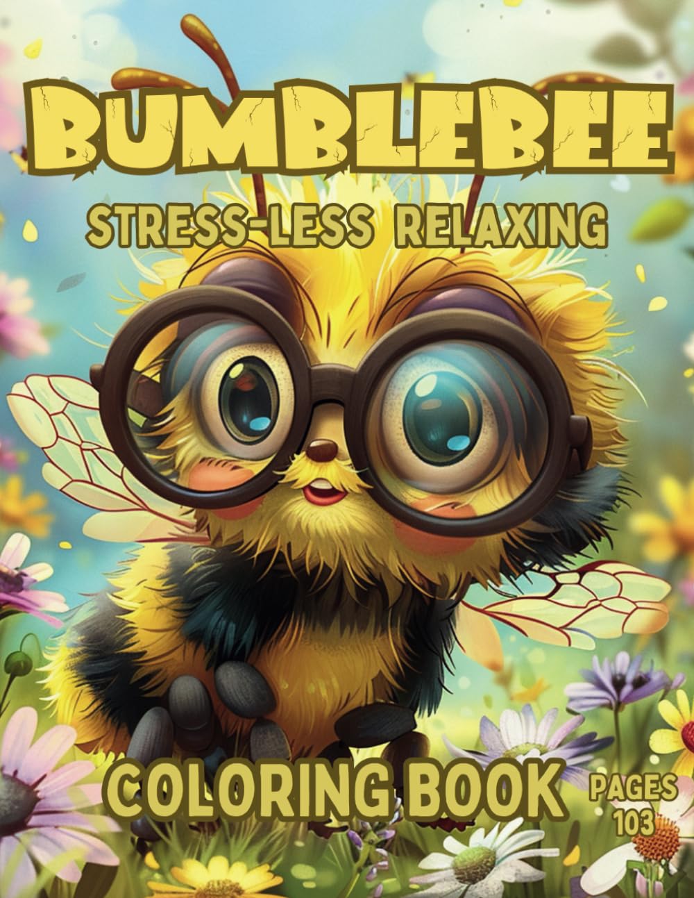 Bumblebee Stress-Less Relaxing coloring book: 103 Tranquil Bee Designs to Soothe Your Mind and Calm Your Soul 8.5x11.